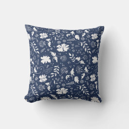 Blauw en wit bloemenkussen kussen