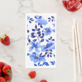 Blauw en wit bloemenpapier Diner servetten (Insitu)