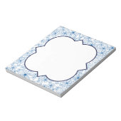 Blauw en wit bloemenrand, blanco notitieblok (Linkerzijde)