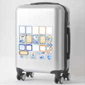 Blauw en wit bloemenschoon sticker (Koffer)