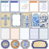 Blauw en wit bloemenschoon sticker (Voorkant)