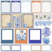 Blauw en wit bloemenschoon sticker (Voorkant)
