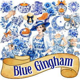 Blauw en wit bloemenschoon sticker