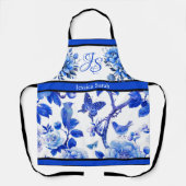 Blauw en wit bloemenschoonheid schort (Voorkant)