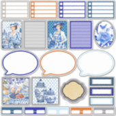 Blauw en wit bloemenschoonheid sticker (Voorkant)