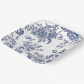 Blauw en wit  bloemenvierkant papier bord (Gebogen)