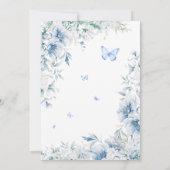 Blauw en wit bloemig Elegant Vrijgezellenfeest Kaart (Achterkant)