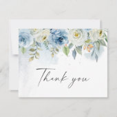 Blauw en wit bloemkaart bedankt voor huwelijkskaar (Voorkant)
