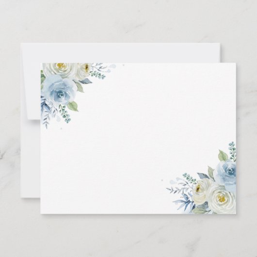 Blauw en wit bloemkaart bedankt voor huwelijkskaar (Achterkant)