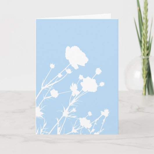 Blauw en Wit Bloemkaart Kaart (Voorkant)