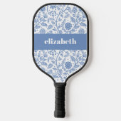 Blauw en wit bloemmotief Aangepaste naam Botanisch Pickleball Paddle (Achterkant)