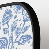 Blauw en wit bloemmotief Aangepaste naam Botanisch Pickleball Paddle (Links Detail)