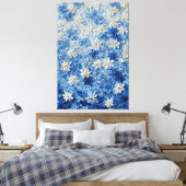 Blauw en wit bloemmotief abstracte wandkunst canvas afdruk (Insitu (Slaapkamer))