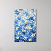 Blauw en wit bloemmotief abstracte wandkunst canvas afdruk (Voorkant)