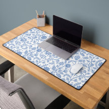Blauw en wit bloemmotief botanisch patroon whimsis