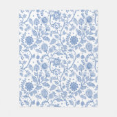 Blauw en wit bloemmotief botanische boho chic fleece deken (Voorkant)