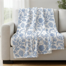 Blauw en wit bloemmotief botanische boho chic