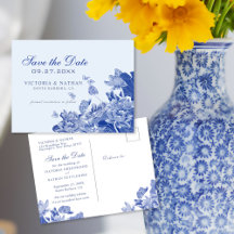Blauw en wit bloemmotief Chinoiserie bewaar de dat