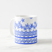 Blauw en wit bloemmotief, koffiemok (Voorkant links)