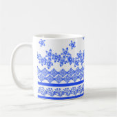 Blauw en wit bloemmotief, koffiemok (Links)