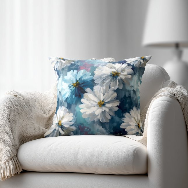 Blauw en wit bloemmotief kussen (Creator heeft geüpload)