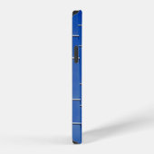 Blauw en wit bloemmotief textiel iPhone hoesje (Rechterkant)