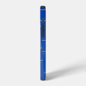 Blauw en wit bloemmotief textiel iPhone hoesje (Linkerkant)
