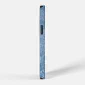 Blauw en wit bloemmotief textiel iPhone hoesje (Rechterkant)