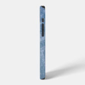 Blauw en wit bloemmotief textiel iPhone hoesje (Linkerkant)