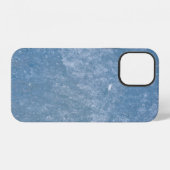 Blauw en wit bloemmotief textiel iPhone hoesje (Achterkant horizontaal)