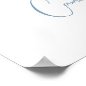 Blauw en wit bloemmotief Welkom op onze bruiloft Poster (Hoek)