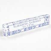 Blauw en Wit Bloemnaam Bord Naambordje