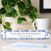 Blauw en Wit Bloemnaam Bord Naambordje