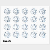 Blauw en wit bloemontwerp ronde sticker (Vel)