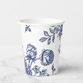 Blauw en wit  bloempapier kopjes papieren bekers (Rechts)