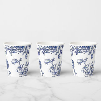Blauw en wit  bloempapier kopjes papieren bekers