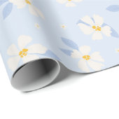 Blauw- en wit bloempatroon cadeaupapier (Rol Hoek)