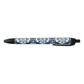 Blauw en wit bloempatroon zwarte inkt pen (Bodem)