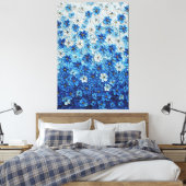 Blauw en wit bloemverloop Abstracte Wandkunst Canvas Afdruk (Insitu (Slaapkamer))