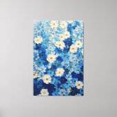 Blauw en Wit Bloemverloop Abstracte Wandkunst Canvas Afdruk (Voorkant)