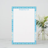 Blauw en Wit Blowered Briefpapier (Staand voorkant)