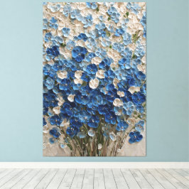 Blauw en Wit Boeket Bloemstuk Abstracte Wandkunst Canvas Afdruk