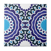 Blauw en wit bohemiaans mozaïekpatroon tegeltje (Voorkant)