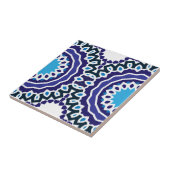 Blauw en wit bohemiaans mozaïekpatroon tegeltje (Zijkant)