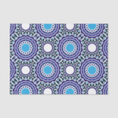 Blauw en wit bohemiaans mozaïekpatroon tissuepapier (Voorkant)
