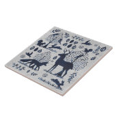 blauw en wit bos Dier Fox Rabbit Ce Tegeltje (Zijkant)