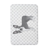 Blauw en wit Boston Terrier Cartoon hond & poten Badmat (Voorkant Verticaal)