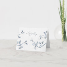 Blauw en wit Botanisch condoleance kaartje