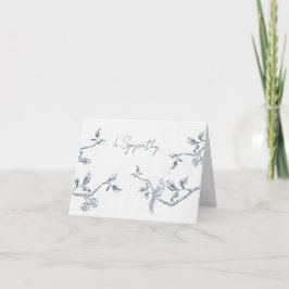 Blauw en wit Botanisch condoleance kaartje Bedankkaart