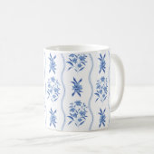 Blauw en wit botanisch mok (Voorkant rechts)